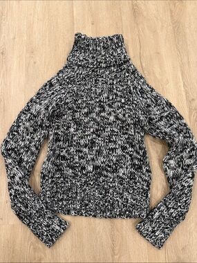 Chunky Black & White Turtleneck Sweater